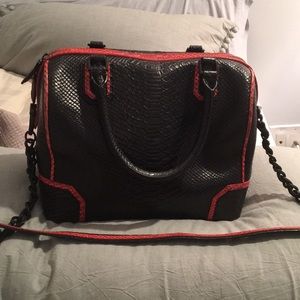 Alice and Olivia Snake embossed leather satchel